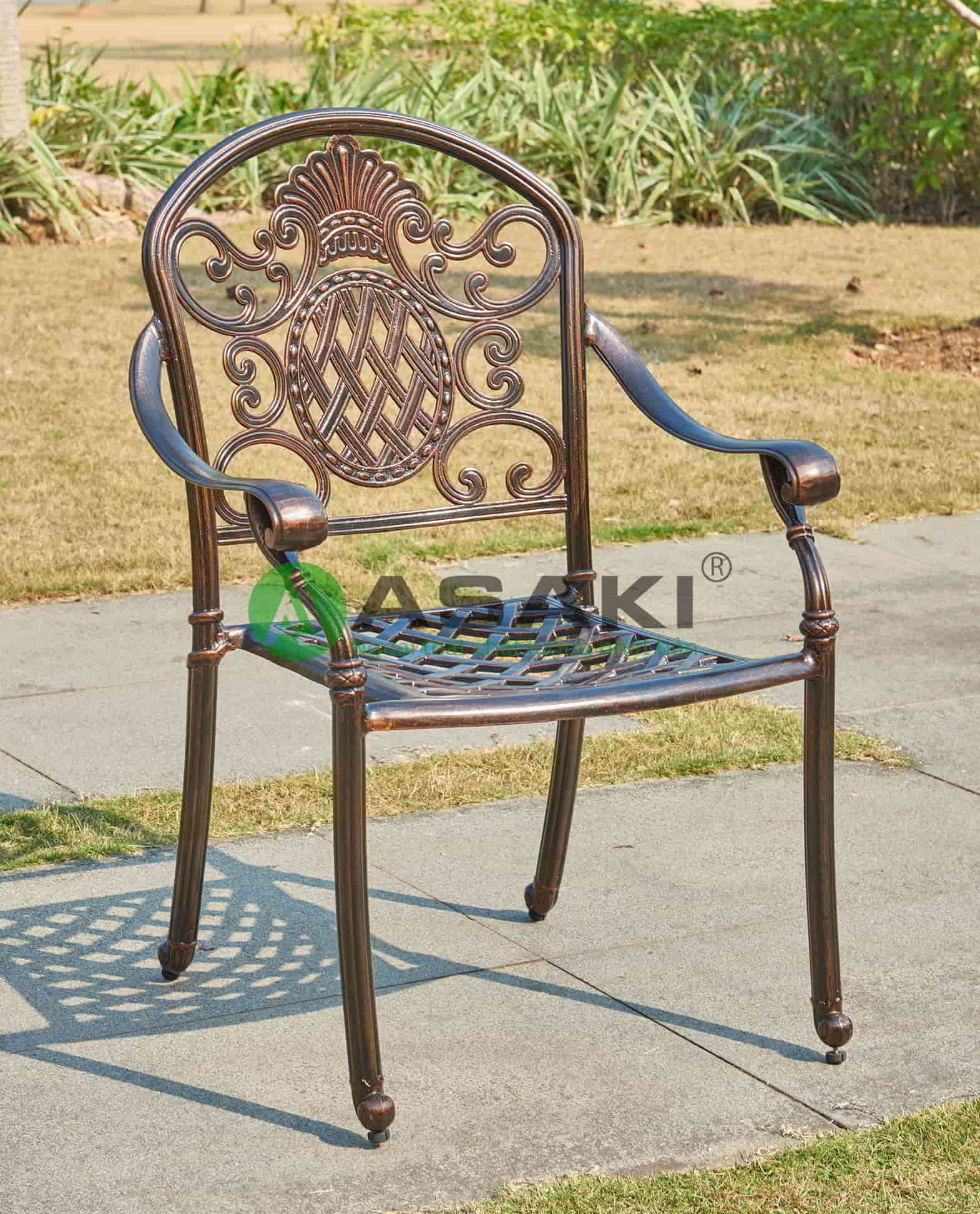 Bộ bàn ghế ngoài trời nhập khẩu hợp kim nhôm ZXM0394H048 ghế sân vườn