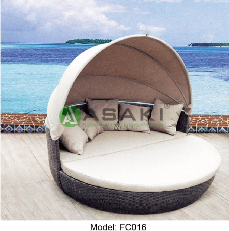 Bộ giường bãi biển có mái che hiện đại ZXFC016