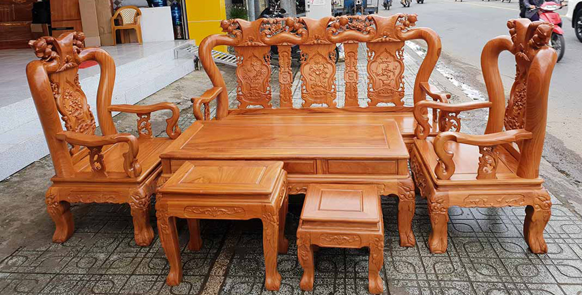 Bộ bàn ghế gỗ gõ đỏ sang trọng 
