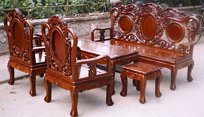 Bộ bàn ghế gỗ phòng khách gỗ gụ 