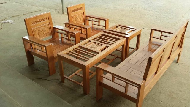 Bộ bàn ghế phòng khách gỗ sồi 