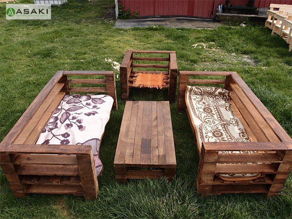 Bộ bàn ghế sân vườn bằng gỗ pallet 