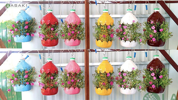 Những chai nhựa đầy màu sắc thu hút cho ban công nhà bạn